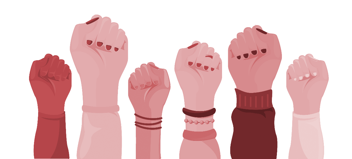 Illustration de main levée en revendication féministe
