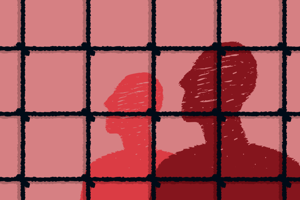 Illustration de personne derrière des barreaux en centre de rétention